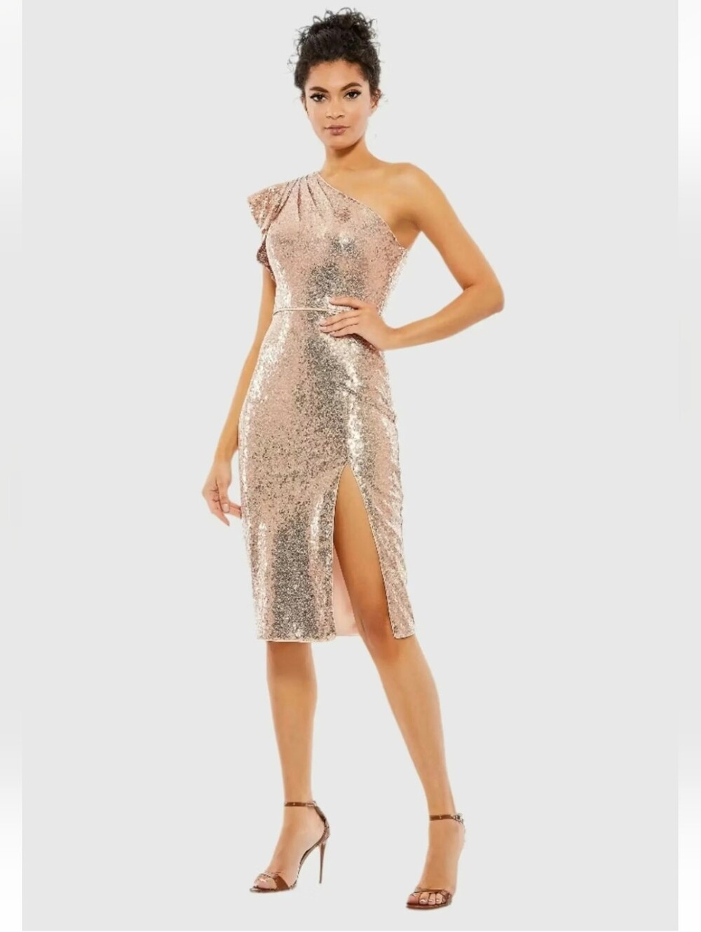 Mac Duggal Sequimed Flutter One Shoulder 70162